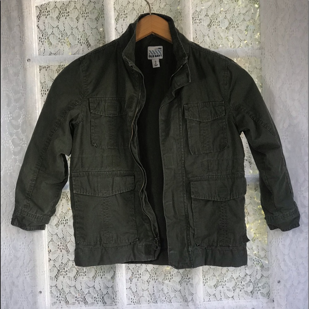Old Navy XS Girls Army green jacket (lined)